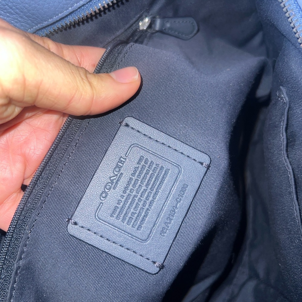 COACH Light Blue Pebbled Leather Tote Bag - Picture 3 of 4